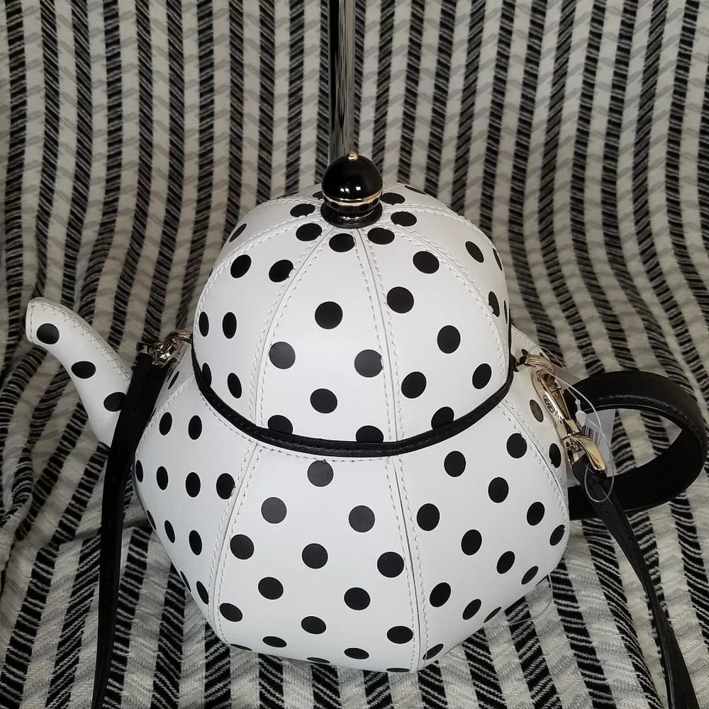 MAKE AN OFFER 🕊kate spade alice teapot tea party white crossbody new with tag - Picture 1 of 4